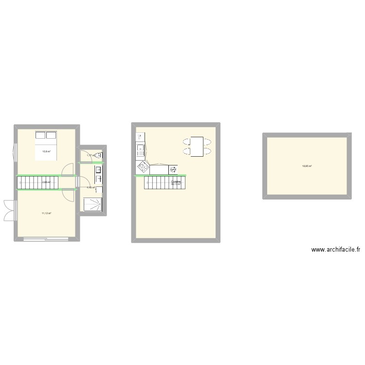 chalet. Plan de 7 pièces et 86 m2