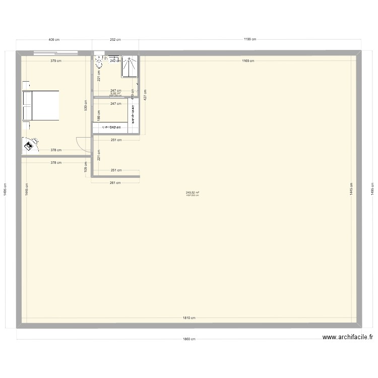 plan Ben 2. Plan de 2 pièces et 259 m2