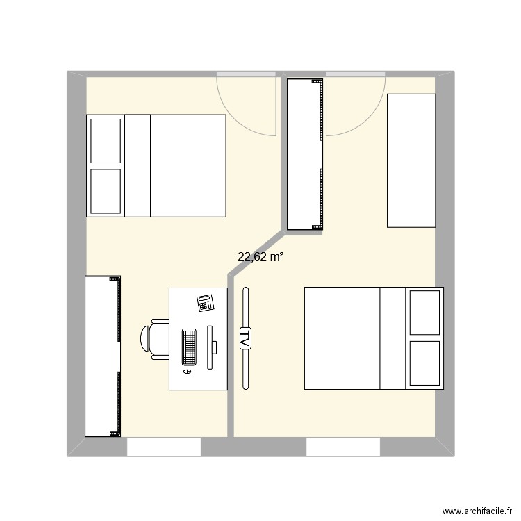 plan maison maria. Plan de 1 pièce et 23 m2