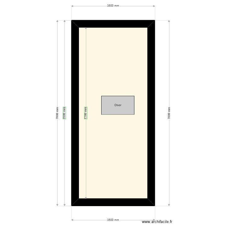 Kulna - 1. patro. Plan de 1 pièce et 21 m2