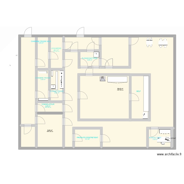 PLAN CUISINE . Plan de 12 pièces et 181 m2