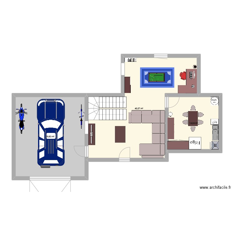 maison. Plan de 3 pièces et 84 m2