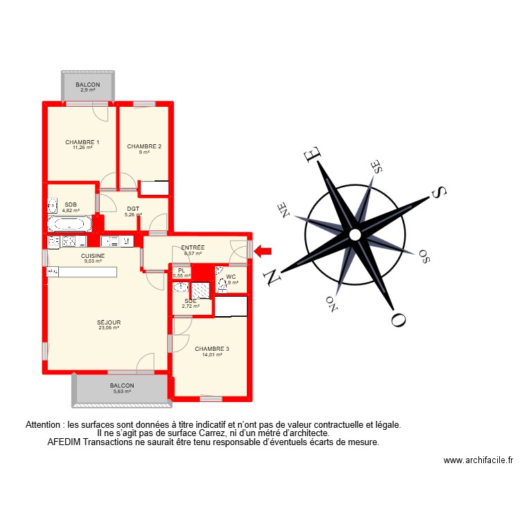 BI 25222. Plan de 18 pièces et 124 m2