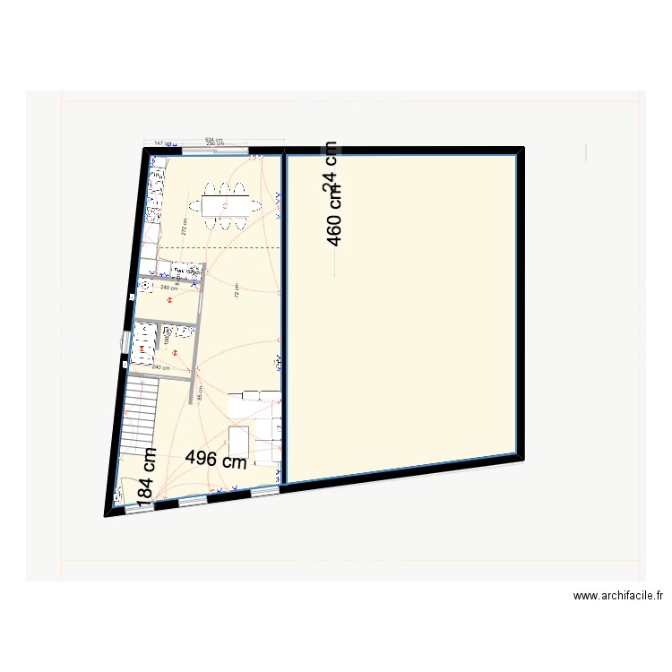 casa RDC elec. Plan de 1 pièce et 176 m2