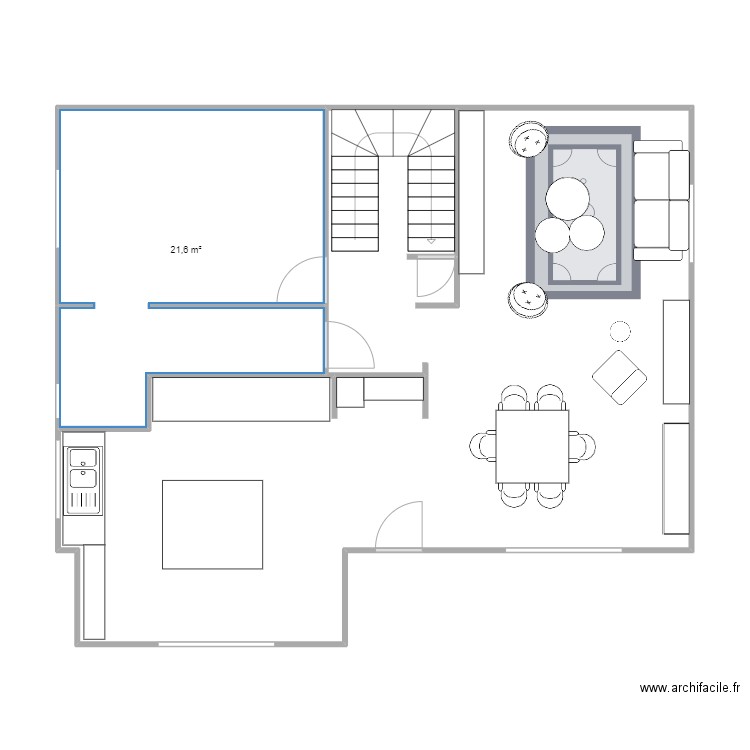 SANTOULANGUE. Plan de 2 pièces et 87 m2