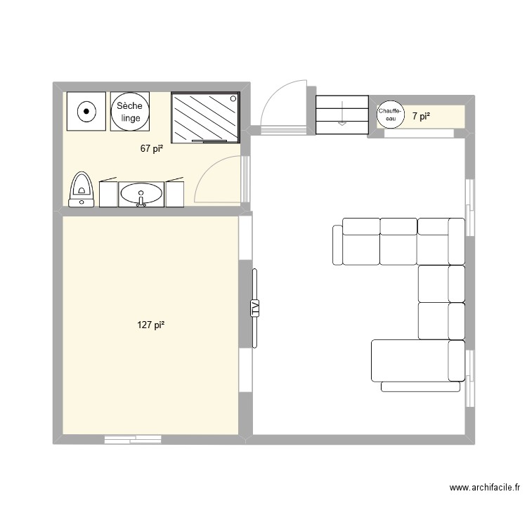 Caro. Sous-sol. Plan de 3 pièces et 19 m2