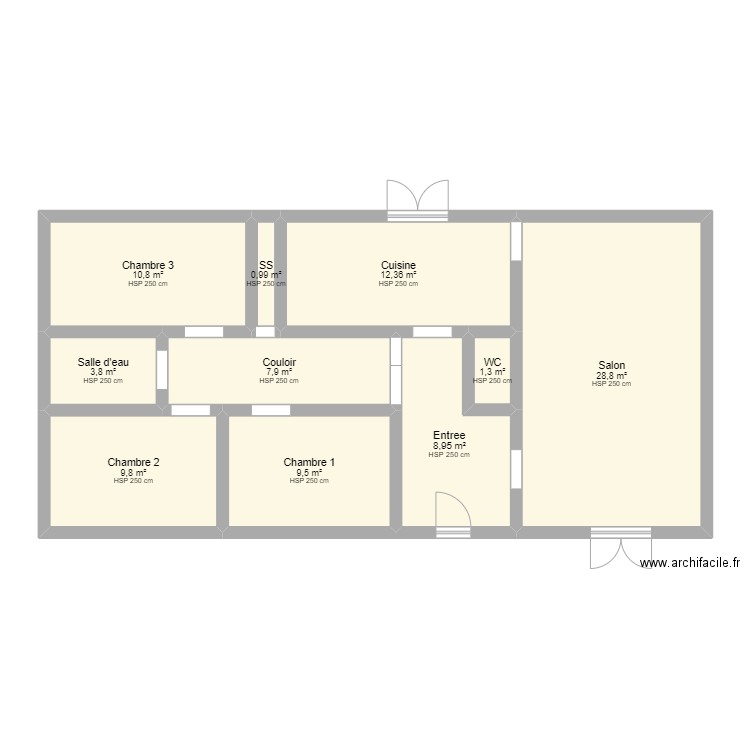 Plan REZ de chaussée . Plan de 10 pièces et 94 m2