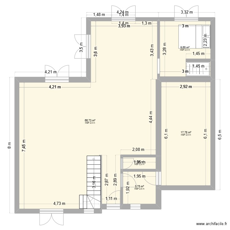 test. Plan de 5 pièces et 99 m2