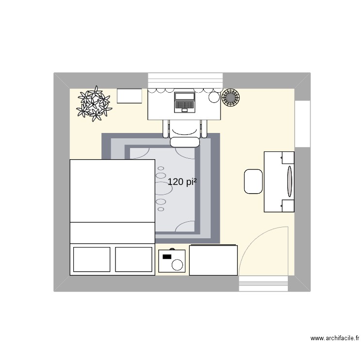 autonomie. Plan de 1 pièce et 11 m2