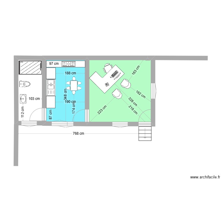 Plan de construction THENGAITHITTOU. Plan de 2 pièces et 25 m2