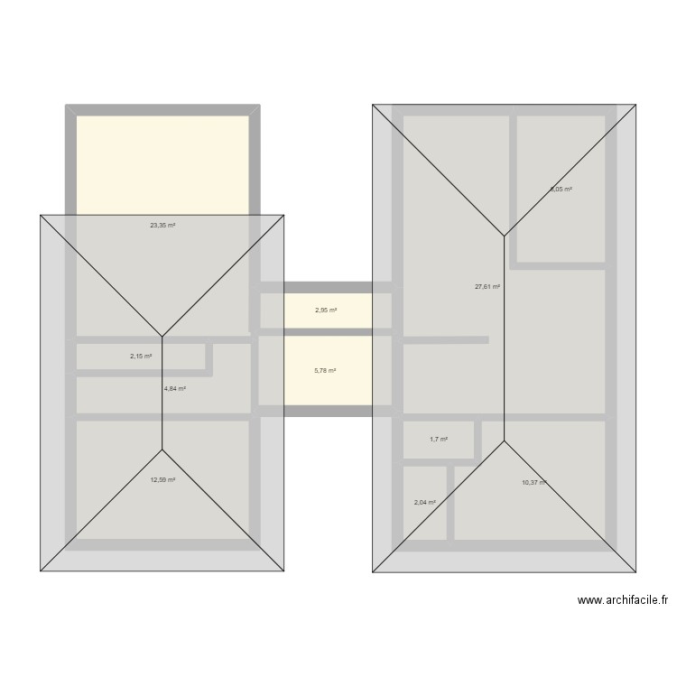 plan en H_3-08-24 toiture uniquement. Plan de 11 pièces et 101 m2