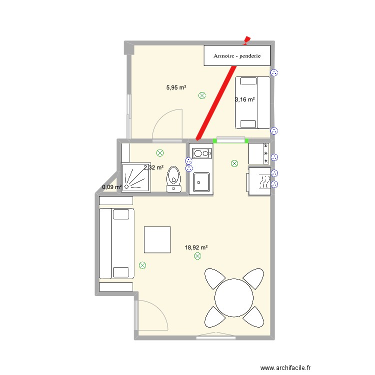 Sous Sol. Plan de 5 pièces et 30 m2