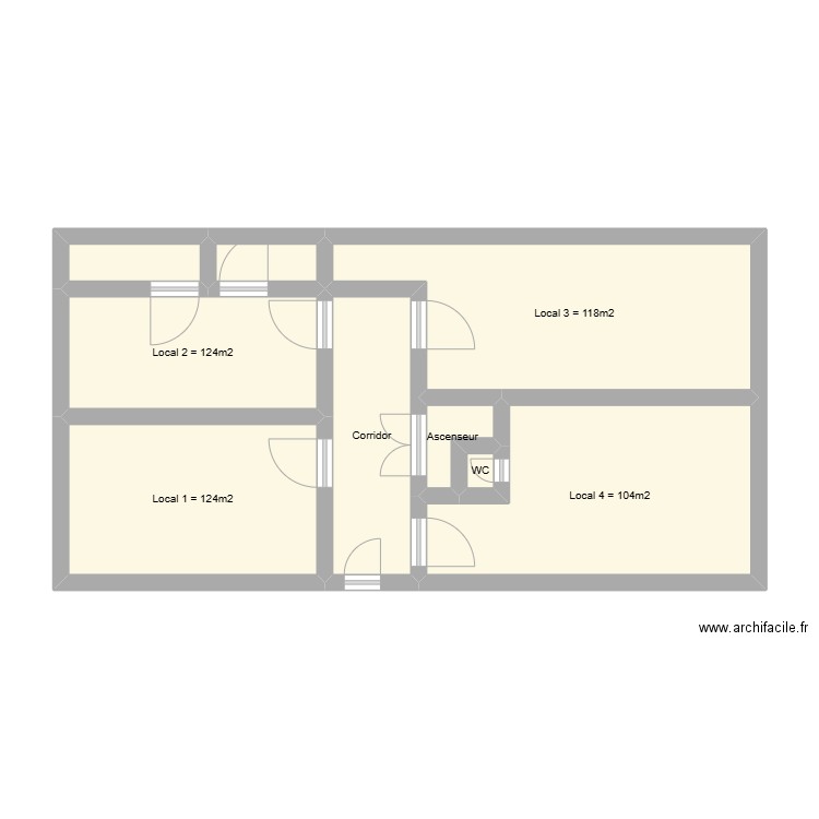 Locaux 1-4 Gland. Plan de 9 pièces et 54 m2