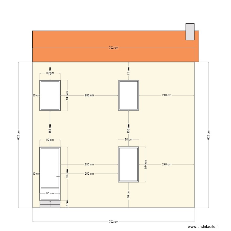 DP4 facade 1 renovation. Plan de 1 pièce et 44 m2