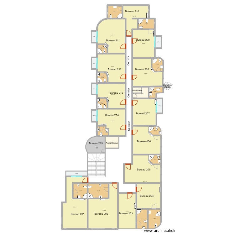 mirador office first floor. Plan de 38 pièces et 446 m2