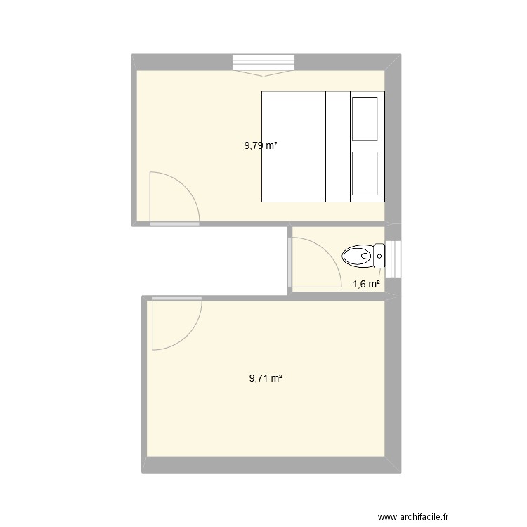 CASA. Plan de 3 pièces et 21 m2