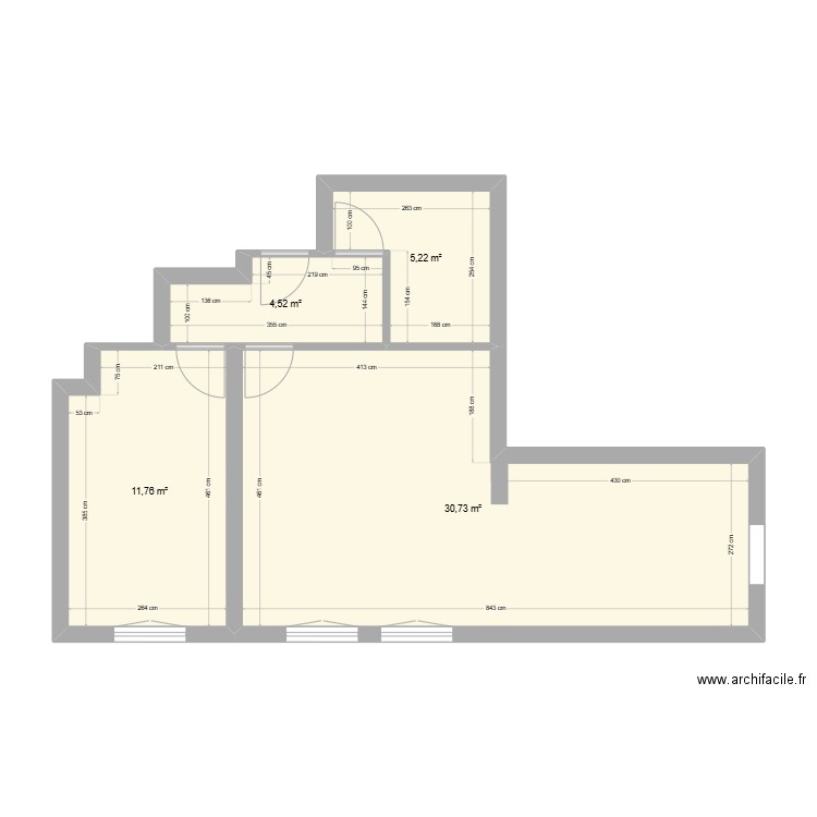 Plan d'origine. Plan de 4 pièces et 52 m2