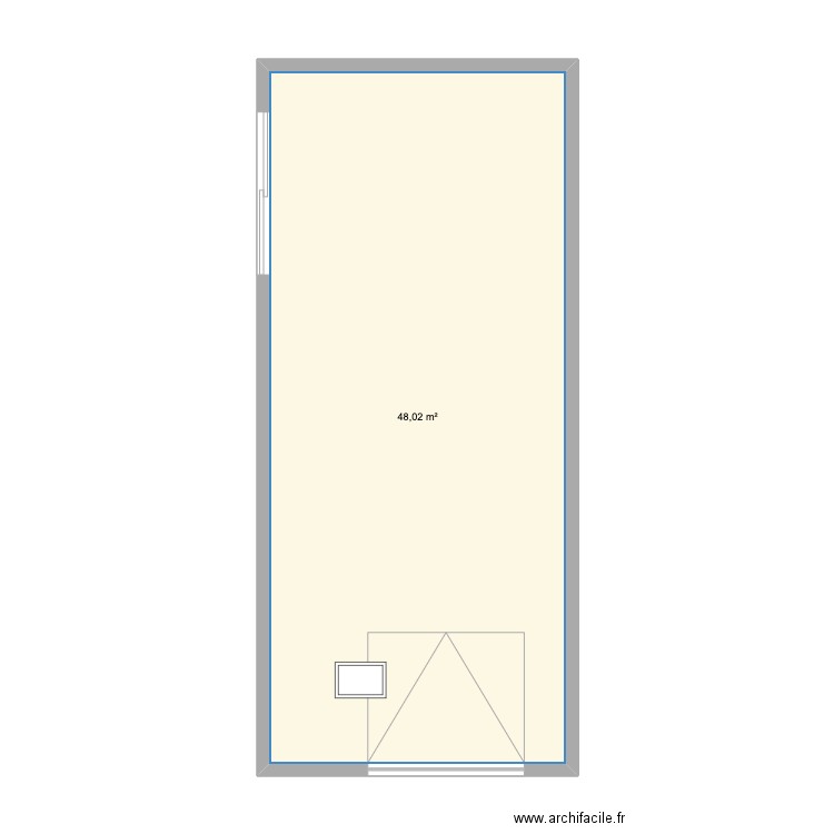 Dimensions corrigées après travaux. Plan de 1 pièce et 48 m2