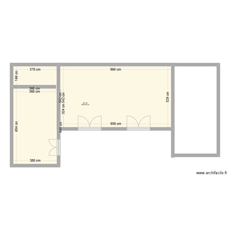 ebauche. Plan de 1 pièce et 81 m2