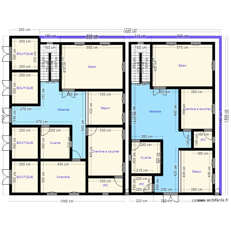 PLAN20X15 N17. Plan de 20 pièces et 235 m2