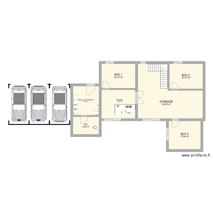 CAB. Plan de 7 pièces et 96 m2