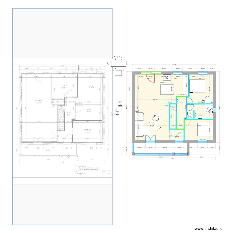 Pied de la Chèvre Projet IV. Plan de 1 pièce et 76 m2