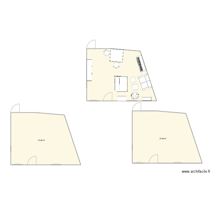 Auguste RDC. Plan de 3 pièces et 82 m2