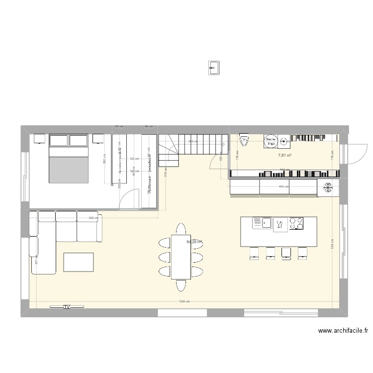 NIEDER V1. Plan de 2 pièces et 72 m2