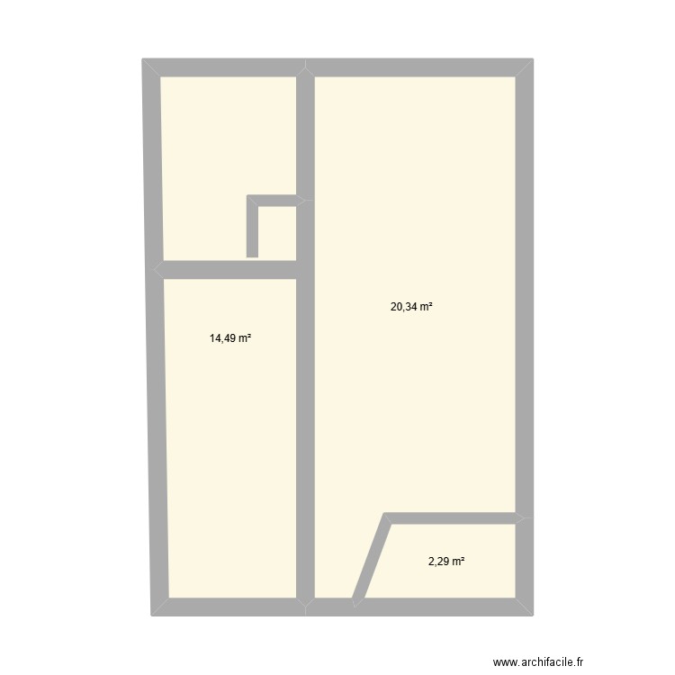 chafan avant. Plan de 3 pièces et 37 m2