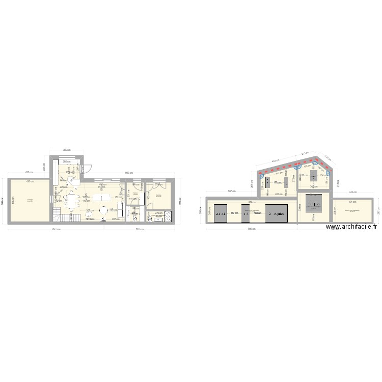 NIAF PC aout coupe desaxé. Plan de 16 pièces et 208 m2