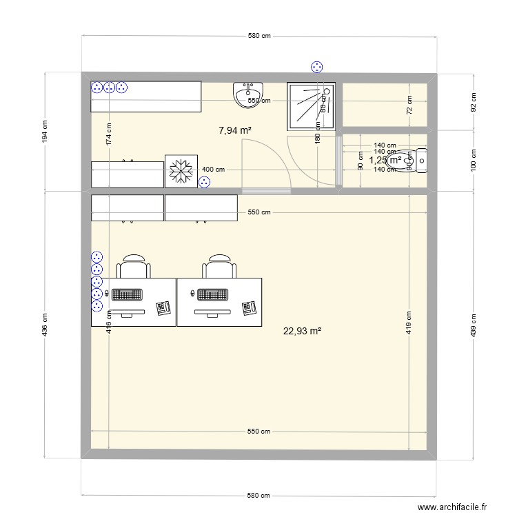 MAGASIN SUDALOC. Plan de 3 pièces et 32 m2