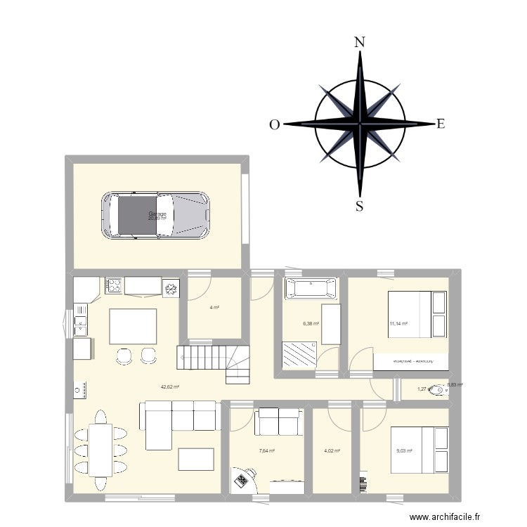 96,2. Plan de 10 pièces et 108 m2