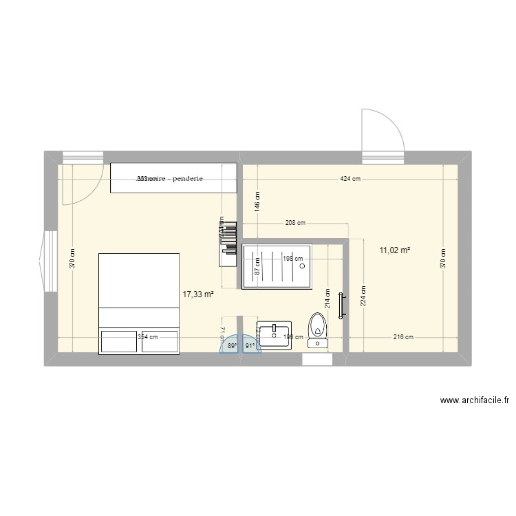 NU2BIS. Plan de 2 pièces et 28 m2