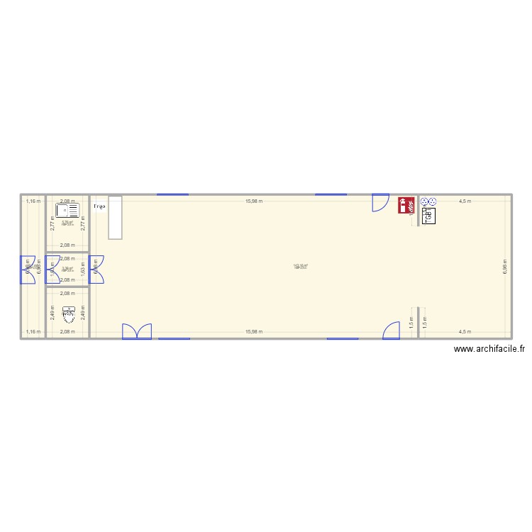 Salle Licques. Plan de 5 pièces et 166 m2