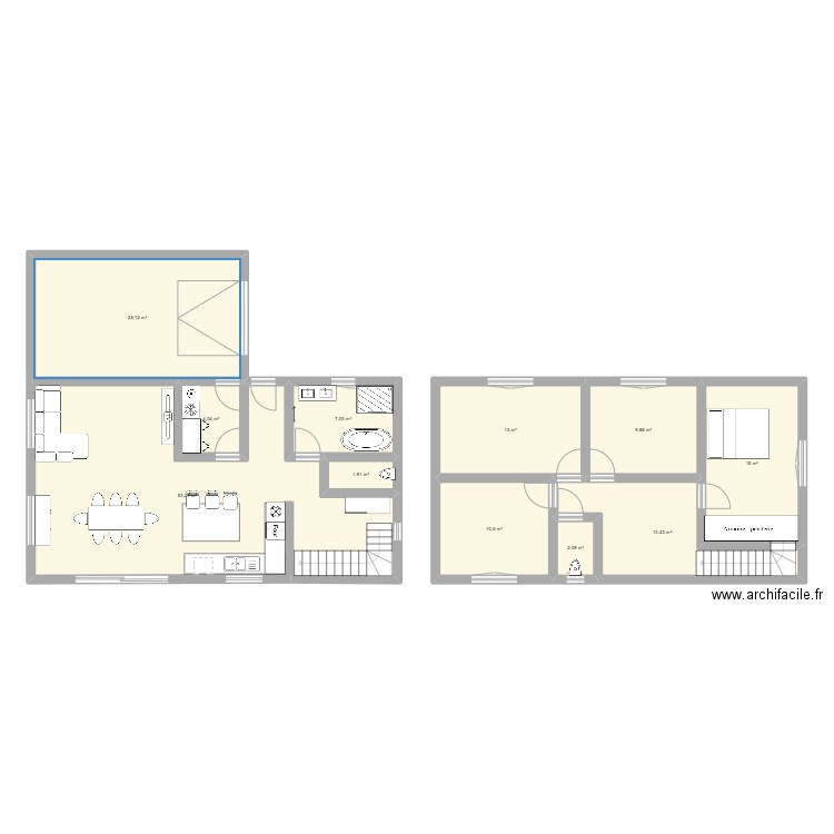 Maison 2. Plan de 11 pièces et 155 m2