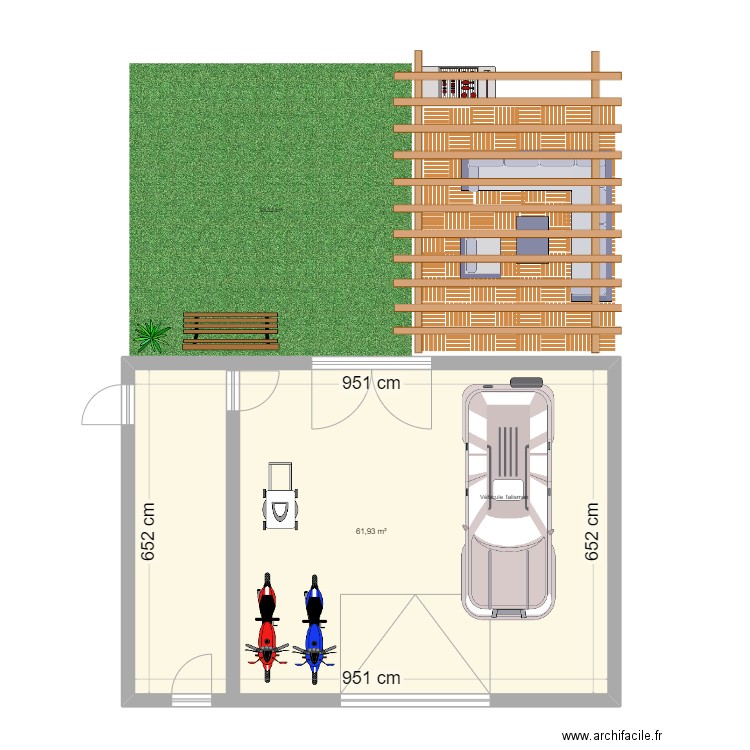 Garage. Plan de 1 pièce et 62 m2