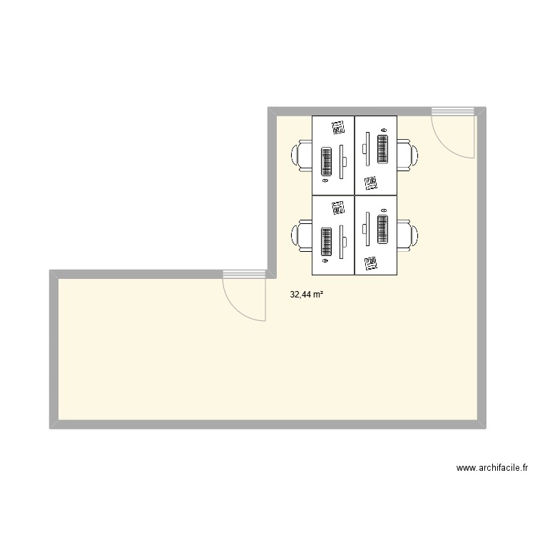 BUREAU. Plan de 1 pièce et 32 m2