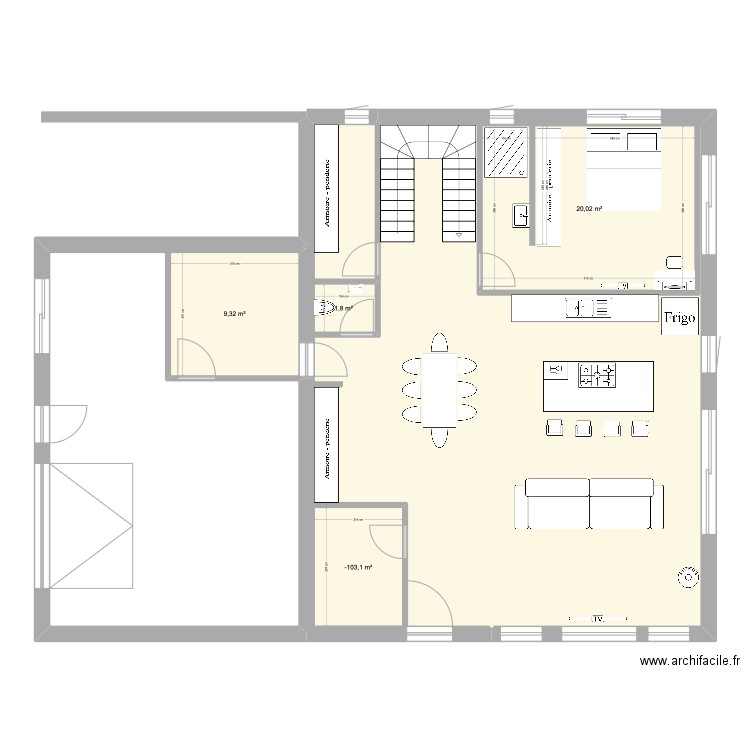 RDC PROJET GACHET. Plan de 4 pièces et 37 m2