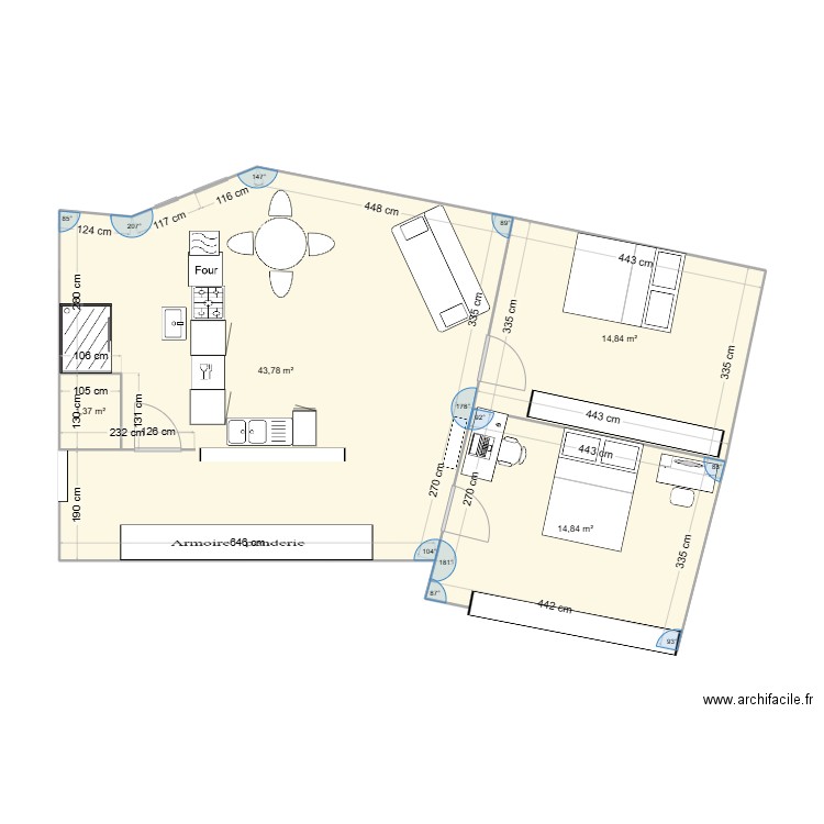 MaisonK. Plan de 4 pièces et 75 m2