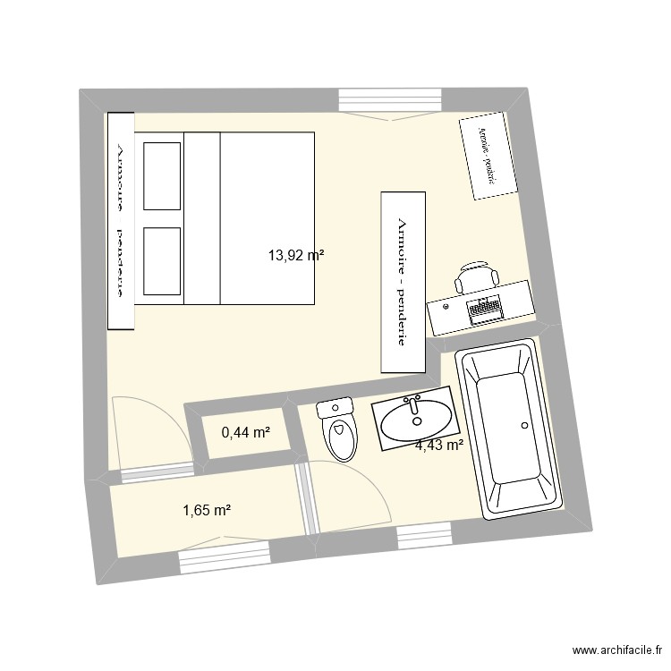 Chambre 1. Plan de 4 pièces et 20 m2