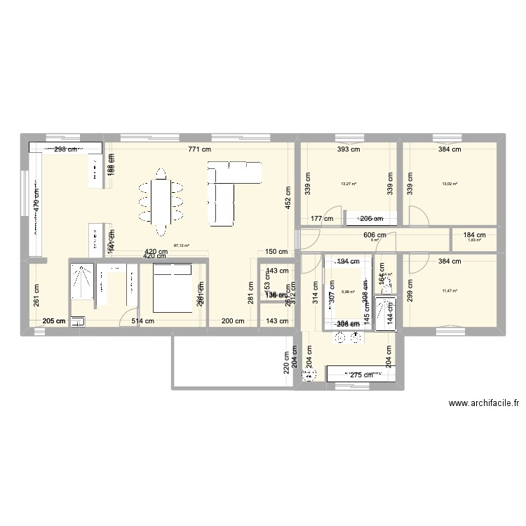 PROJET. Plan de 9 pièces et 144 m2