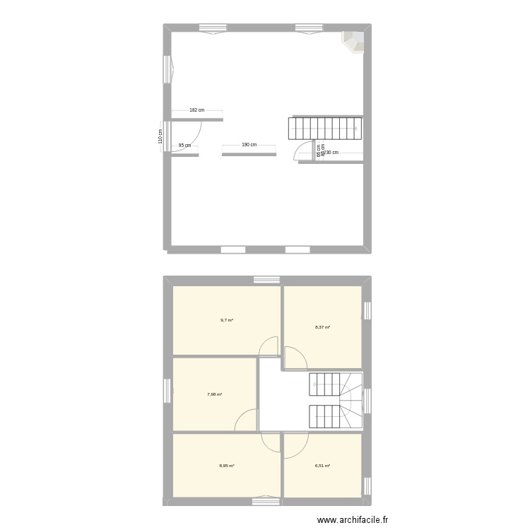 1er étage. Plan de 5 pièces et 42 m2