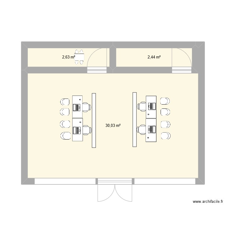 bebin emmanuelle. Plan de 3 pièces et 35 m2