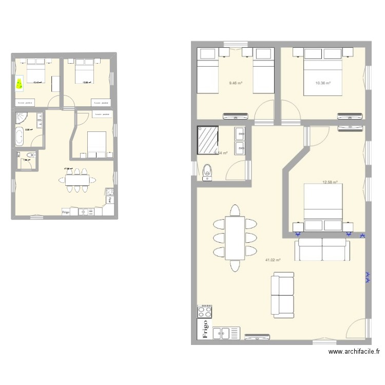 Plan CCF 1. Plan de 5 pièces et 83 m2