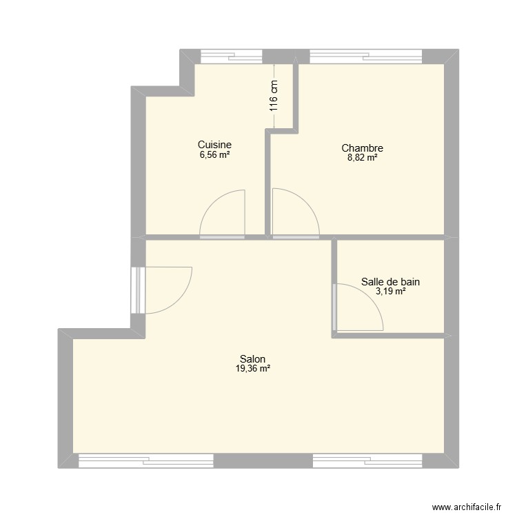 Flatres 5 etage gauche. Plan de 4 pièces et 38 m2