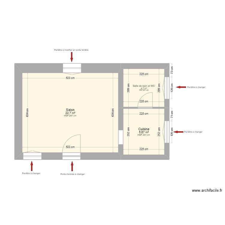 Le limèle - Petite maison - Préprojet. Plan de 4 pièces et 56 m2