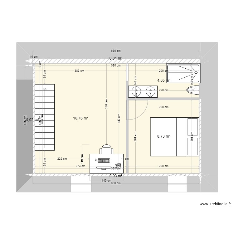 Maison premier etage avec amenagements 2. Plan de 6 pièces et 30 m2