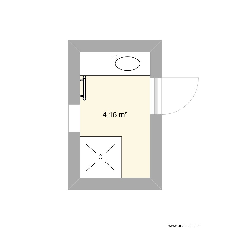 sdb Laurent. Plan de 1 pièce et 4 m2