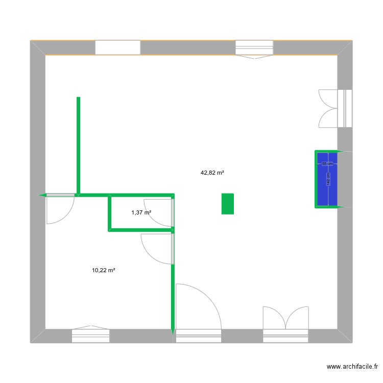 aquilon. Plan de 4 pièces et 55 m2