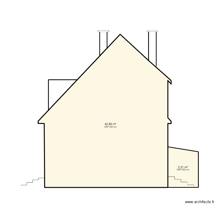 PIGNON GAUCHE 6. Plan de 2 pièces et 46 m2